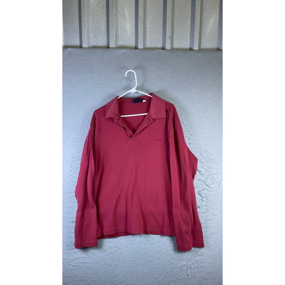 BMW Polo Shirt Mens XXL Red Excellent Long Sleeve Embroidered Logo Cotton